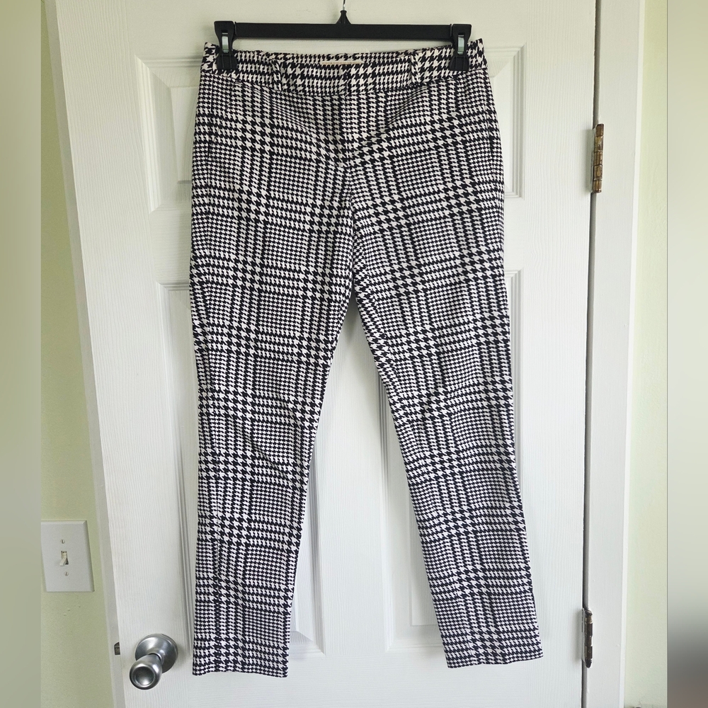Michael Kors ✨️ Black and White Plaid Cotton Slim Women's Pants Size 4